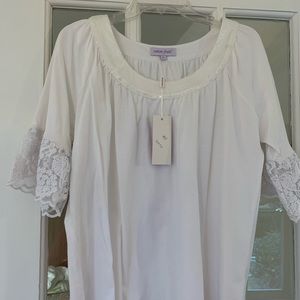 High end boutique white cotton blouse